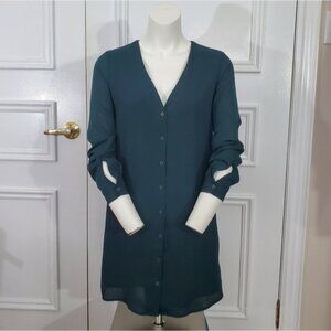 Teal Cardi Shirt Dress